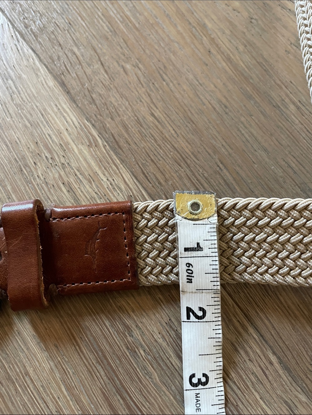 Tommy Bahama Belt Stretch Webbing Brown Leather Ends Mens Size L/XL - Picture 6 of 8